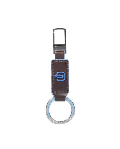 Piquadro Porta chiavi Blue square. Mogano