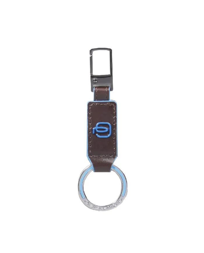 Piquadro Porta chiavi Blue square. Mogano