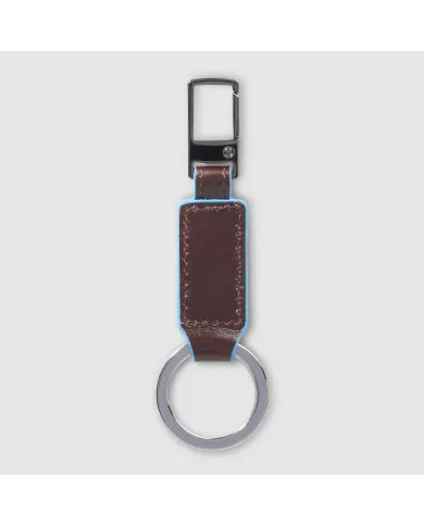 Piquadro Porta chiavi Blue square. Mogano