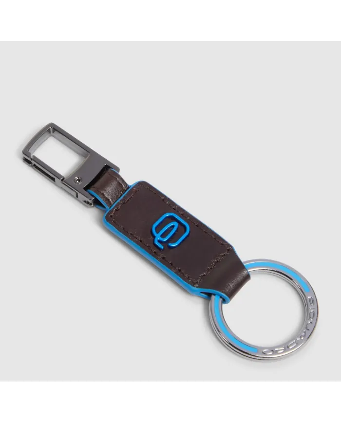 Piquadro Porta chiavi Blue square. Mogano