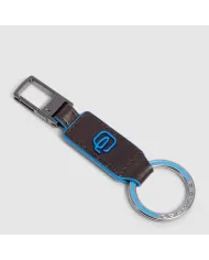 Piquadro Porta chiavi Blue square. Mogano