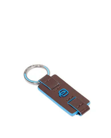 Piquadro Porta chiavi Blue square. Mogano