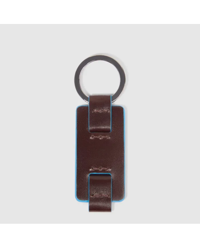 Piquadro Porta chiavi Blue square. Mogano