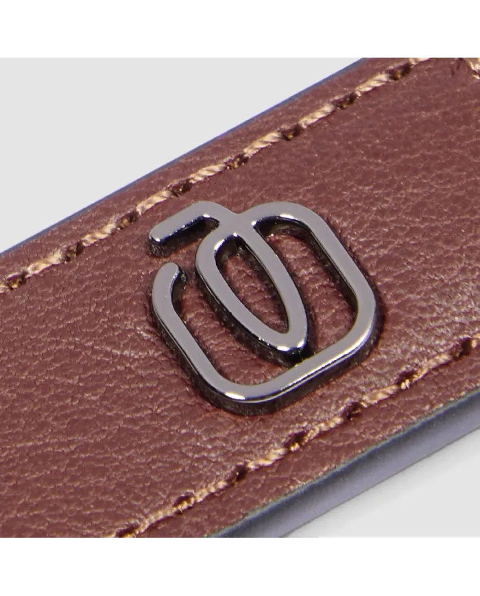 Piquadro Porta chiavi Black square. Cuoio