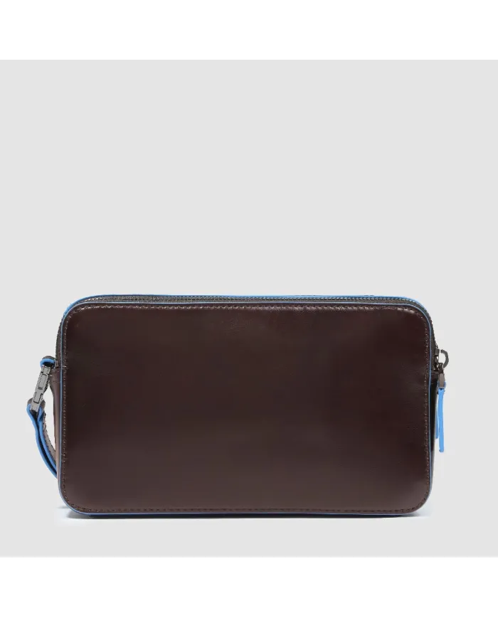 Piquadro Pochette in pelle , 2 comparti, Piquadro "Blue Square". Mogano