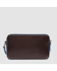 Piquadro Pochette in pelle , 2 comparti, Piquadro "Blue Square". Mogano