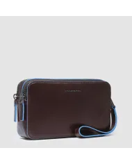 Piquadro Pochette in pelle , 2 comparti, Piquadro "Blue Square". Mogano
