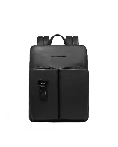 Piquadro Zaino in pelle porta pc 14" Harper Nero