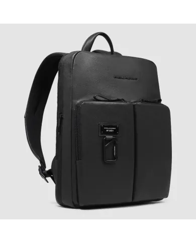 Piquadro Zaino in pelle porta pc 14" Harper Nero