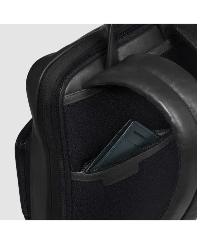 Piquadro Zaino in pelle porta pc 14" Harper Nero