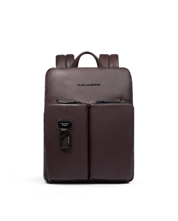 Piquadro Zaino in pelle porta pc 14" Harper Testa moro