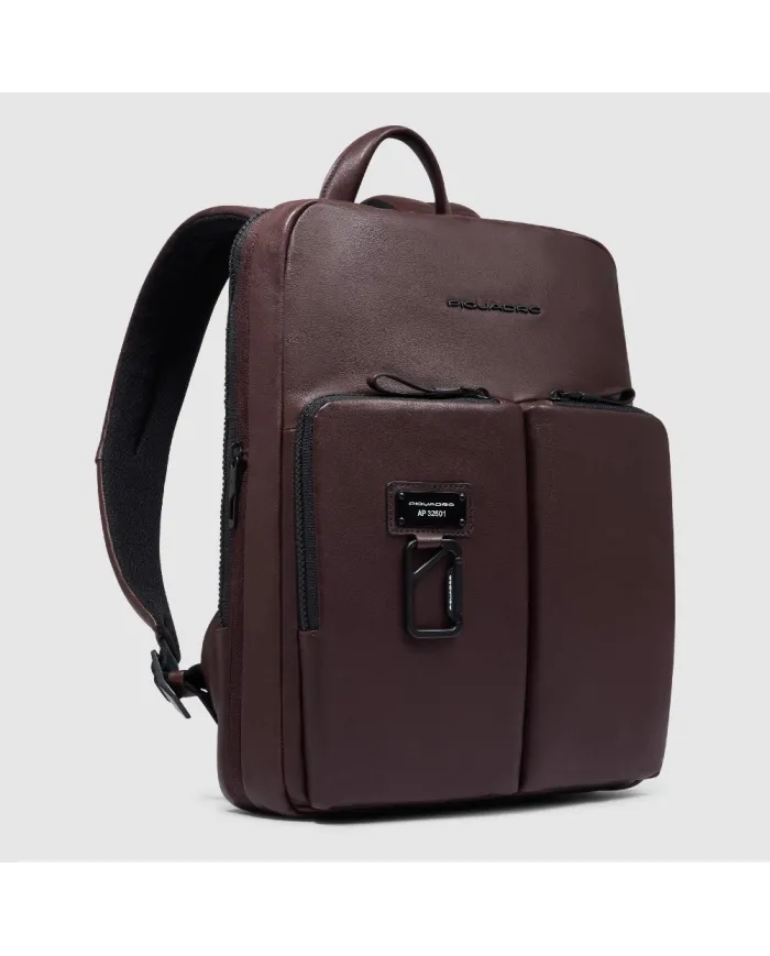 Piquadro Zaino in pelle porta pc 14" Harper Testa moro