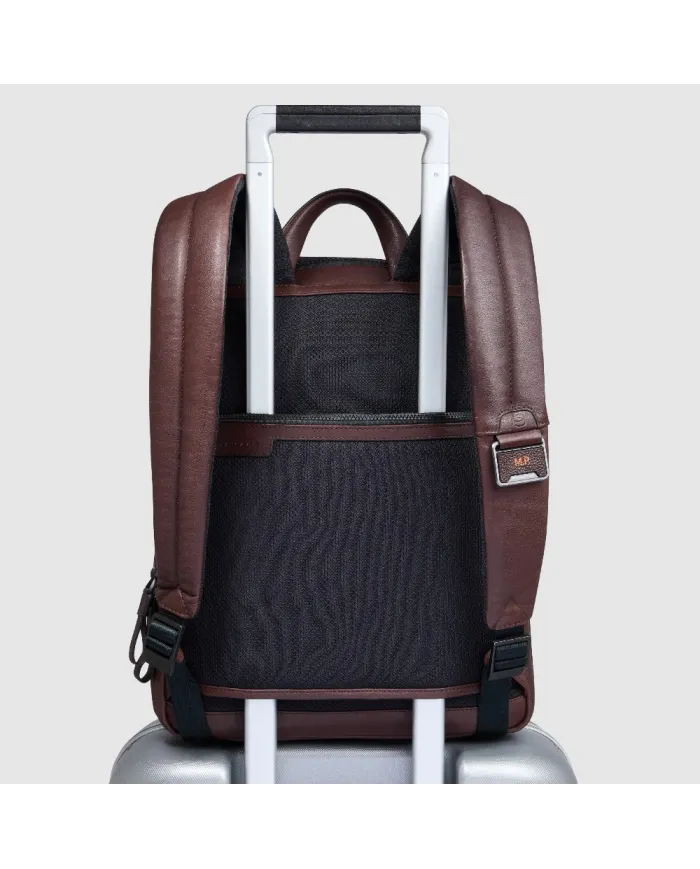 Piquadro Zaino in pelle porta pc 14" Harper Testa moro
