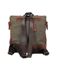 CHIARUGI Zaino tessuto cuoio vintage Verde/Cuoio