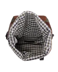 CHIARUGI Zaino tessuto cuoio vintage Verde/Cuoio