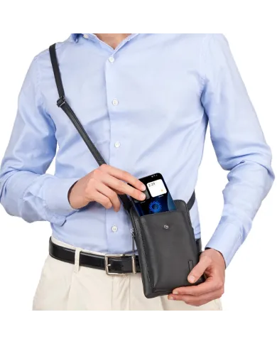 Roncato Borsello uomo pelle Detroit Nero