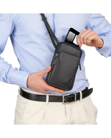 Roncato Borsello uomo pelle Detroit Nero