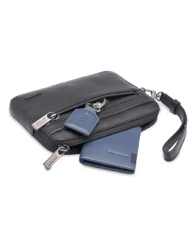 Roncato Pochette in pelle Detroit Nero