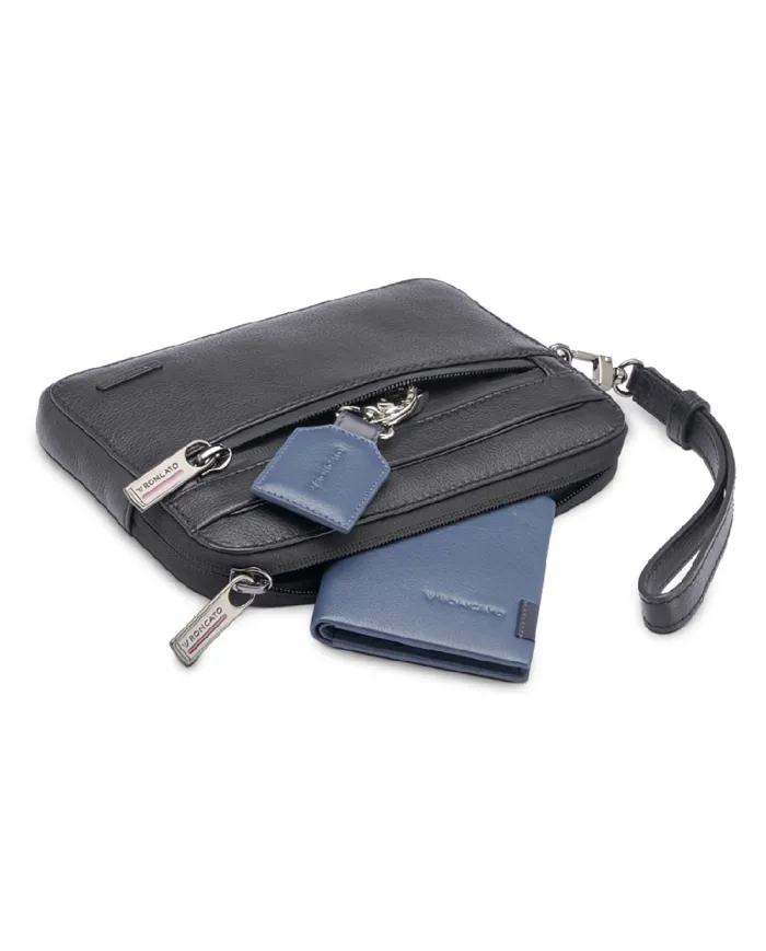 Roncato Pochette in pelle Detroit Nero