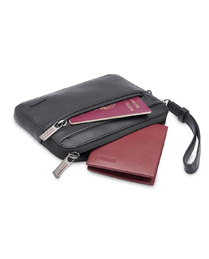 Roncato Pochette in pelle Detroit Nero