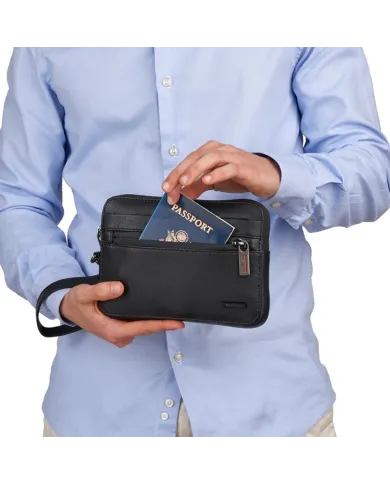 Roncato Pochette in pelle Detroit Nero