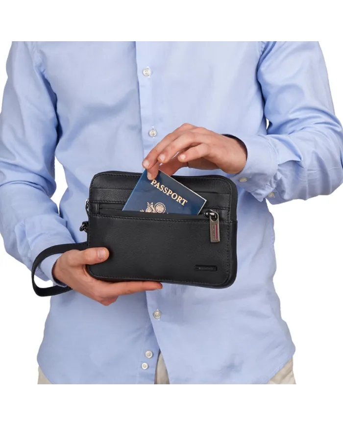 Roncato Pochette in pelle Detroit Nero