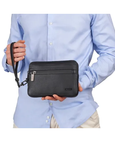 Roncato Pochette in pelle Detroit Nero