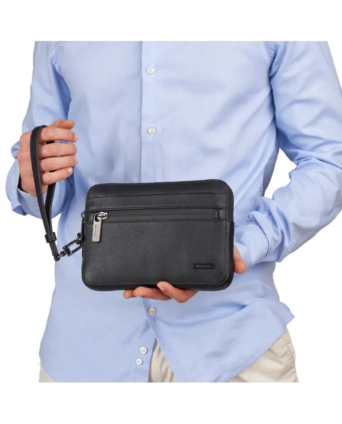 Roncato Pochette in pelle Detroit Nero