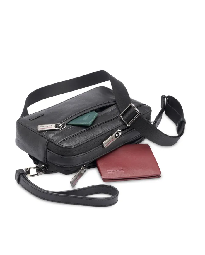 Roncato Pochette uomo in pelle Detroit Nero