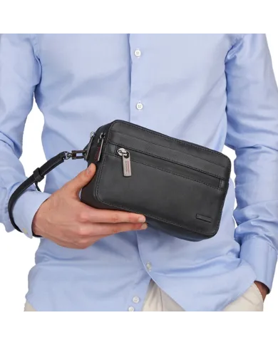 Roncato Pochette uomo in pelle Detroit Nero