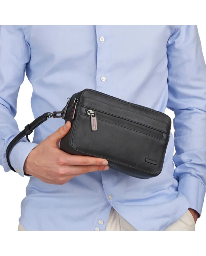 Roncato Pochette uomo in pelle Detroit Nero