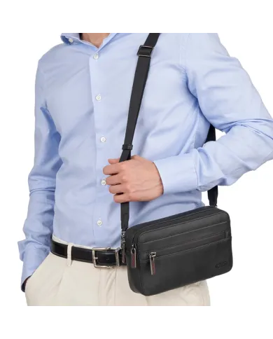 Roncato Pochette uomo in pelle Detroit Nero