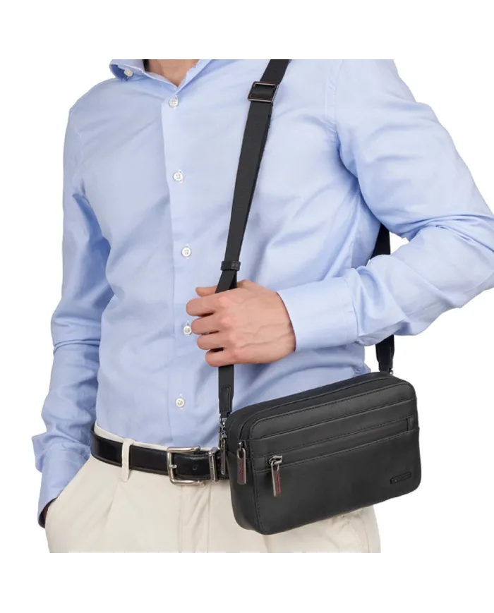 Roncato Pochette uomo in pelle Detroit Nero