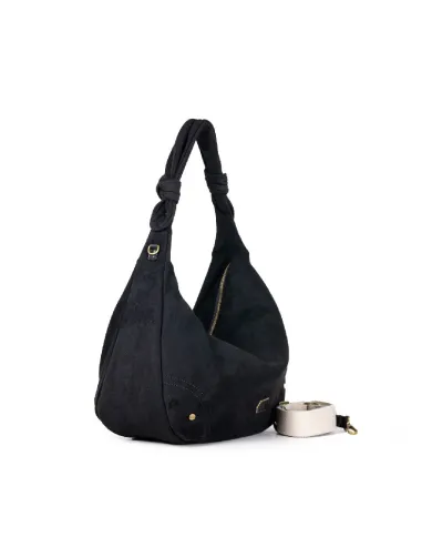 Caleidos Borsa media tessuto scamosciato Nero