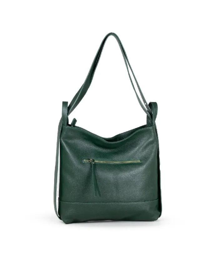 Caleidos Borsa zaino in pelle Verde