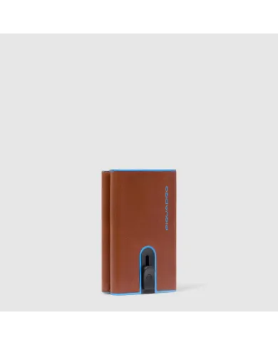 Piquadro Compact wallet con tasca monete Blue square Marrone