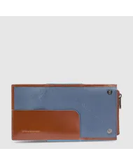Piquadro Compact wallet con tasca monete Blue square Marrone