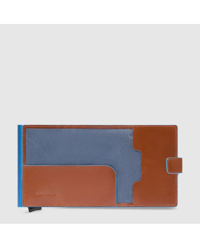 Piquadro Porta carte di credito con tasca banconote "Blue square" Marrone
