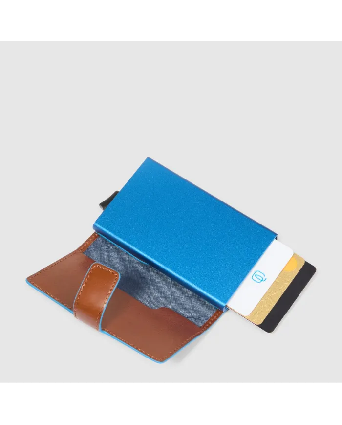 Piquadro Porta carte di credito con tasca banconote "Blue square" Marrone