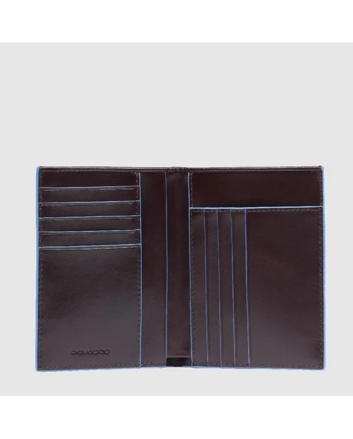 Piquadro Portafoglio verticale uomo, Blue Square Mogano