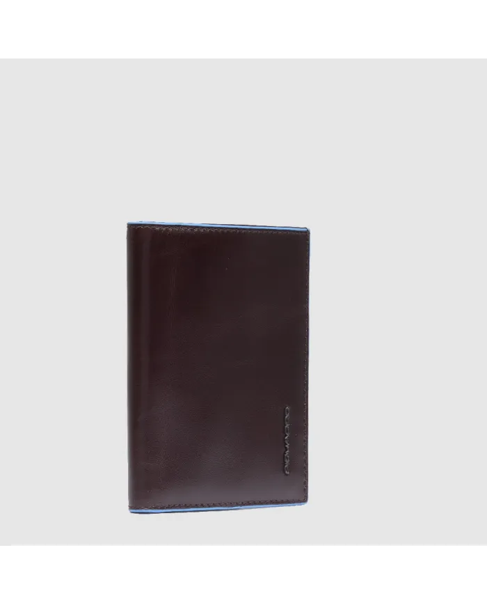 Piquadro Portafoglio verticale uomo, Blue Square Mogano