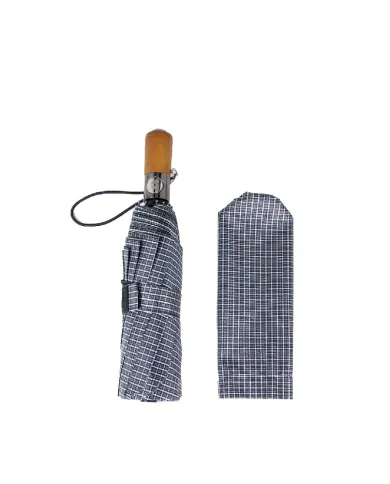 Nannini Ombrello con custodia tessuto spugnoso Grigio/Nero