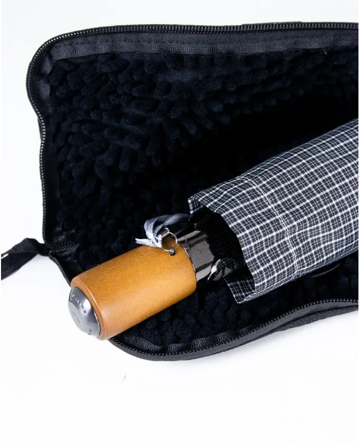 Nannini Ombrello con custodia tessuto spugnoso Grigio/Nero