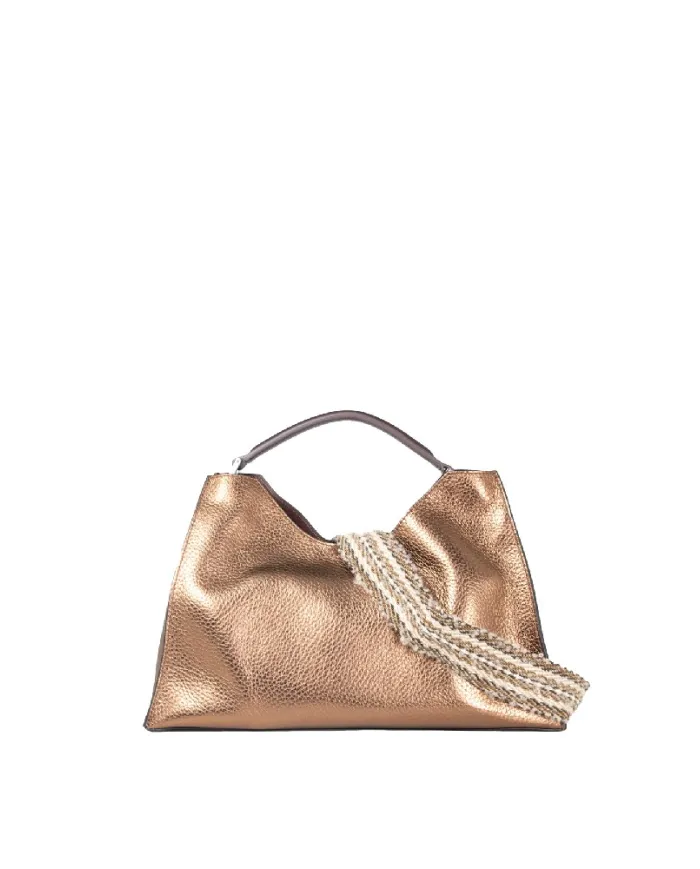 Gianni Chiarini Borsa grande pelle laminata Aurora Bronzo