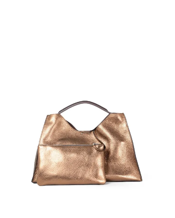 Gianni Chiarini Borsa grande pelle laminata Aurora Bronzo