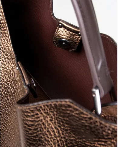 Gianni Chiarini Borsa grande pelle laminata Aurora Bronzo