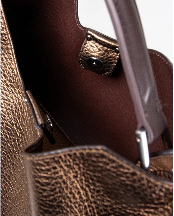 Gianni Chiarini Borsa grande pelle laminata Aurora Bronzo