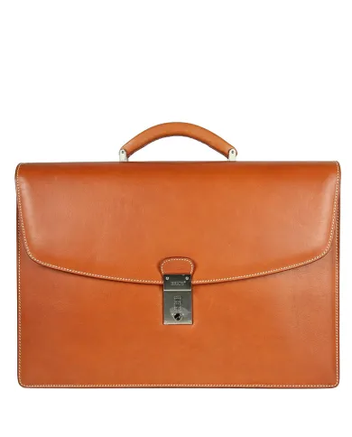 Bric's Cartella in cuoio due comparti, Bric's "Life Pelle", made in Italy. Cognac