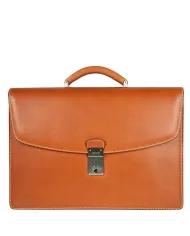 Bric's Cartella in cuoio due comparti, Bric's "Life Pelle", made in Italy. Cognac