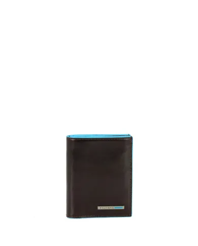Piquadro Portafoglio piccolo in pelle con tasche per carte di credito, Piquadro "Blue square" Mogano